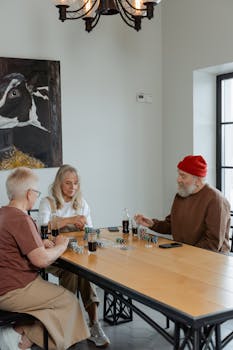 poker table with cards